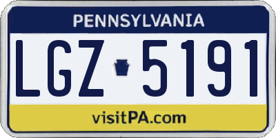 PA license plate LGZ5191