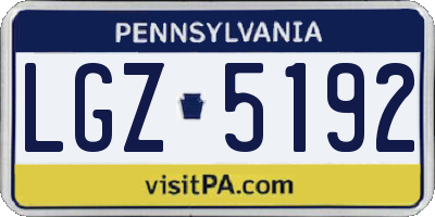 PA license plate LGZ5192