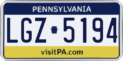 PA license plate LGZ5194
