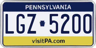 PA license plate LGZ5200