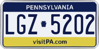 PA license plate LGZ5202