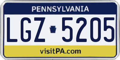 PA license plate LGZ5205