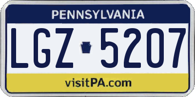 PA license plate LGZ5207