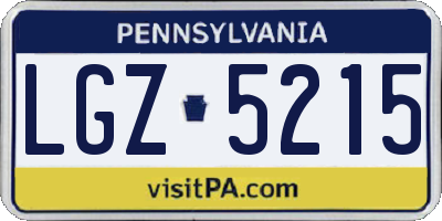 PA license plate LGZ5215