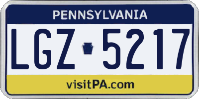 PA license plate LGZ5217