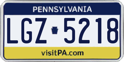 PA license plate LGZ5218