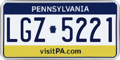 PA license plate LGZ5221