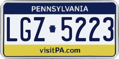 PA license plate LGZ5223