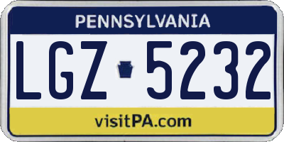 PA license plate LGZ5232