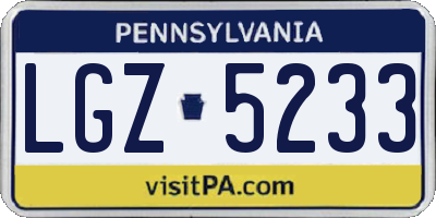 PA license plate LGZ5233