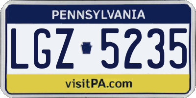 PA license plate LGZ5235