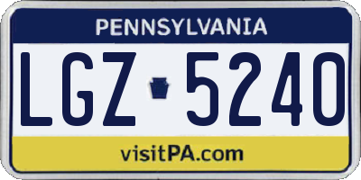 PA license plate LGZ5240