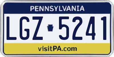PA license plate LGZ5241