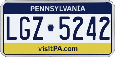 PA license plate LGZ5242