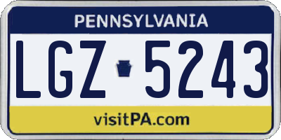 PA license plate LGZ5243