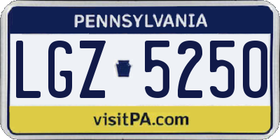 PA license plate LGZ5250