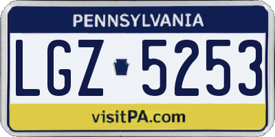 PA license plate LGZ5253