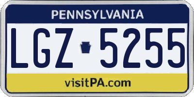 PA license plate LGZ5255