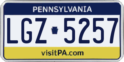 PA license plate LGZ5257