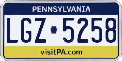 PA license plate LGZ5258