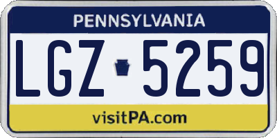 PA license plate LGZ5259