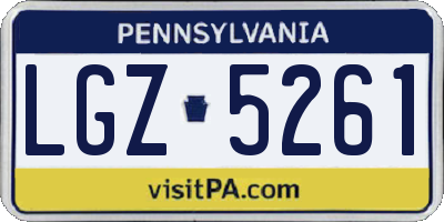 PA license plate LGZ5261