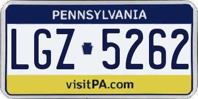 PA license plate LGZ5262