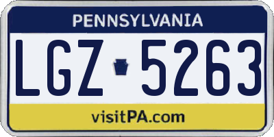 PA license plate LGZ5263