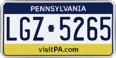 PA license plate LGZ5265
