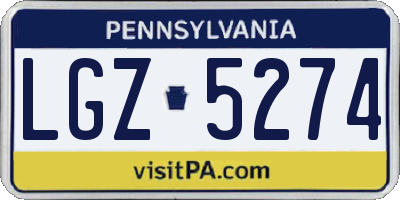 PA license plate LGZ5274