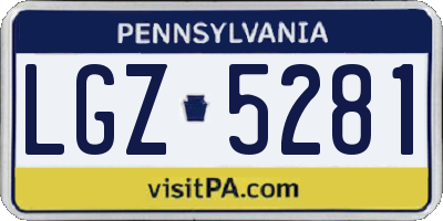 PA license plate LGZ5281