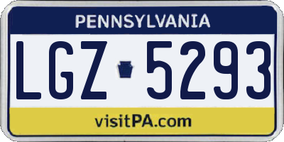PA license plate LGZ5293