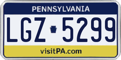 PA license plate LGZ5299