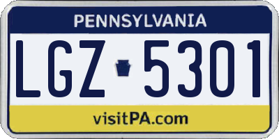 PA license plate LGZ5301
