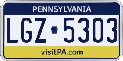 PA license plate LGZ5303