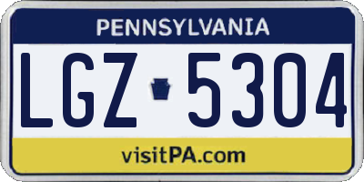 PA license plate LGZ5304