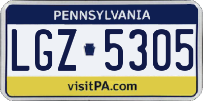 PA license plate LGZ5305