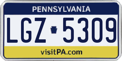 PA license plate LGZ5309