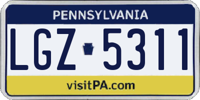 PA license plate LGZ5311