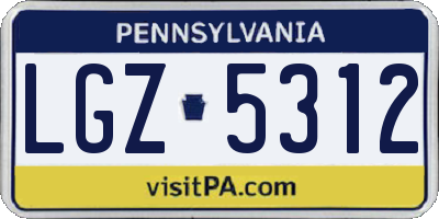 PA license plate LGZ5312