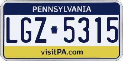 PA license plate LGZ5315