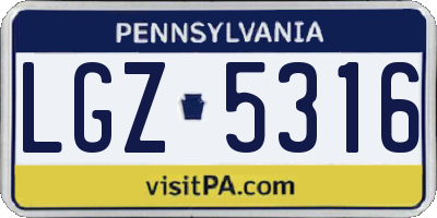 PA license plate LGZ5316