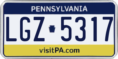 PA license plate LGZ5317