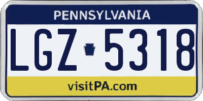 PA license plate LGZ5318