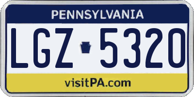 PA license plate LGZ5320