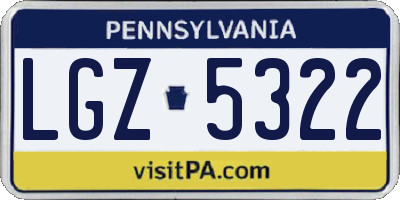 PA license plate LGZ5322