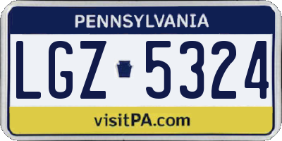 PA license plate LGZ5324