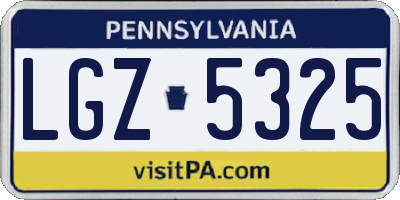 PA license plate LGZ5325