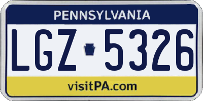 PA license plate LGZ5326