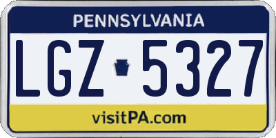 PA license plate LGZ5327